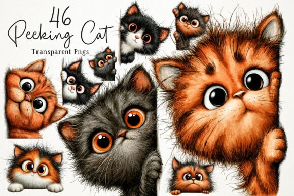 Download Whimsical Quirky Peeking Cat Clipart - Quirky Collection