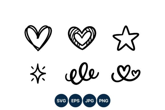 Download Hand Drawn Hearts Stars Swirls Vector - Hearts Collection