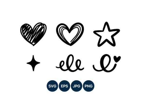 Download Hand Drawn Hearts Stars Swirls Vector - Hearts Collection